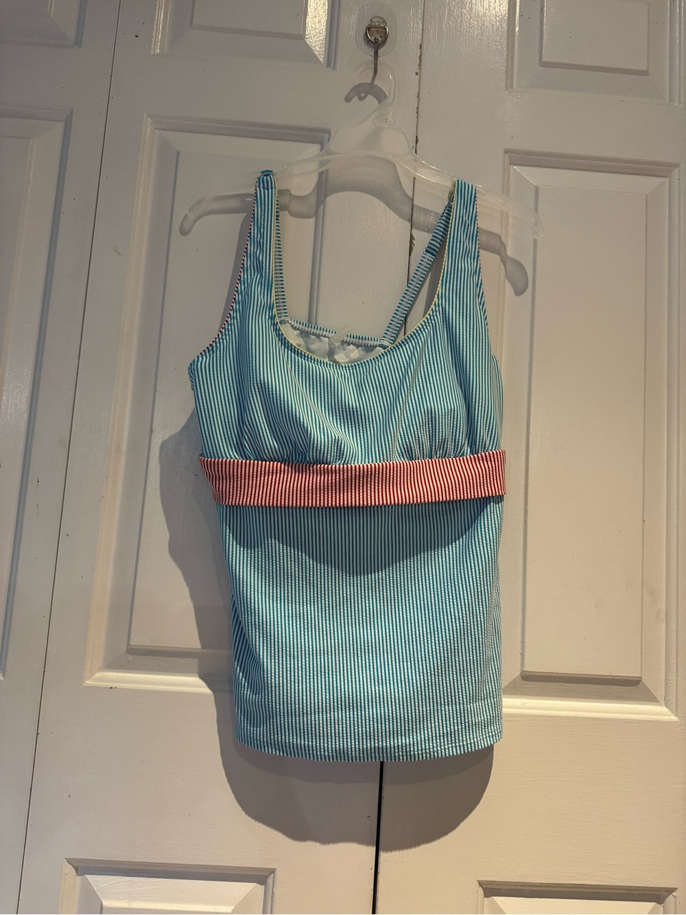 Lands' End Blue & Coral Striped Tankini Top and Bottom size 14